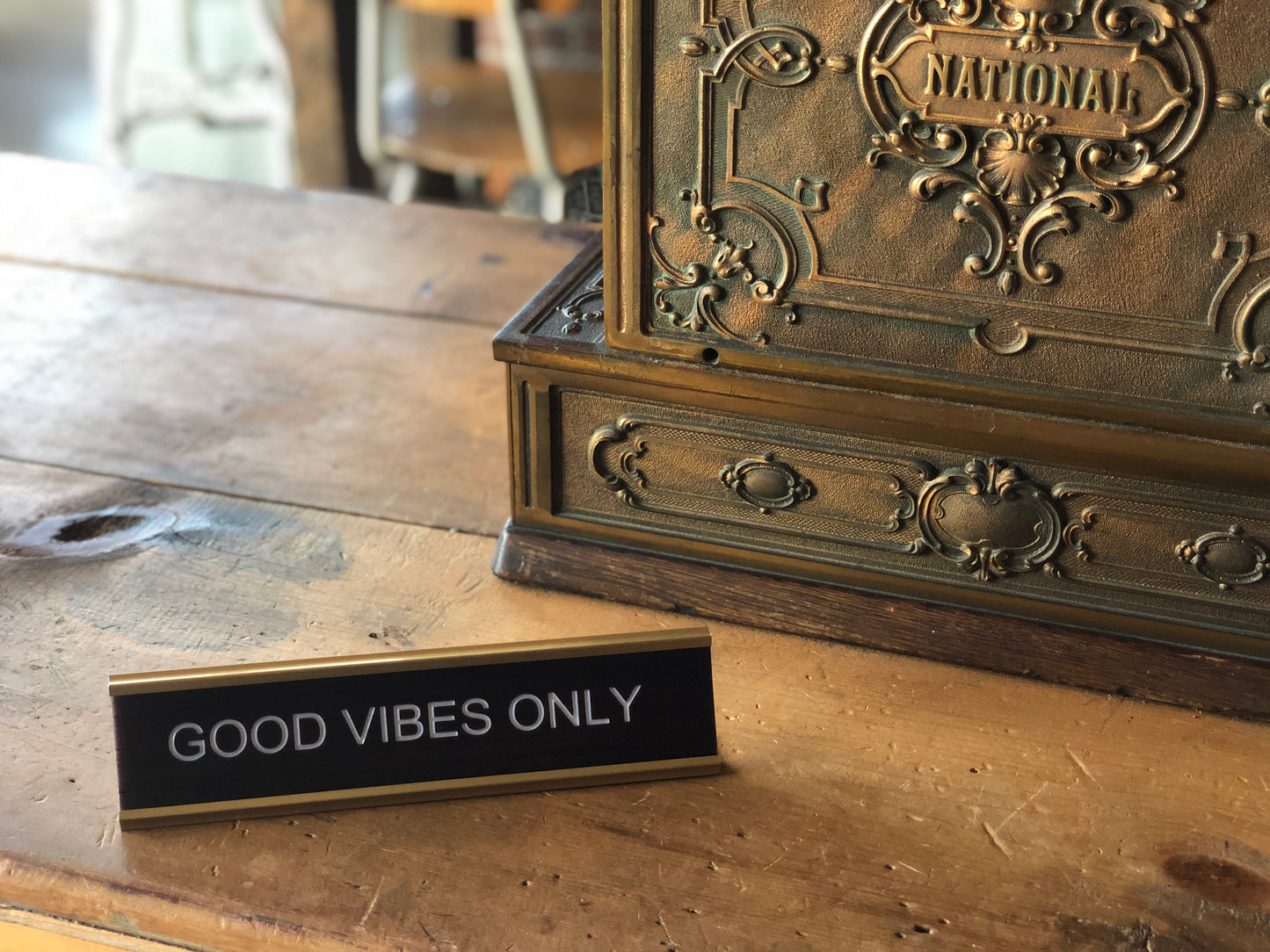 GOOD VIBES ONLY  - Funny Desk Name Plate